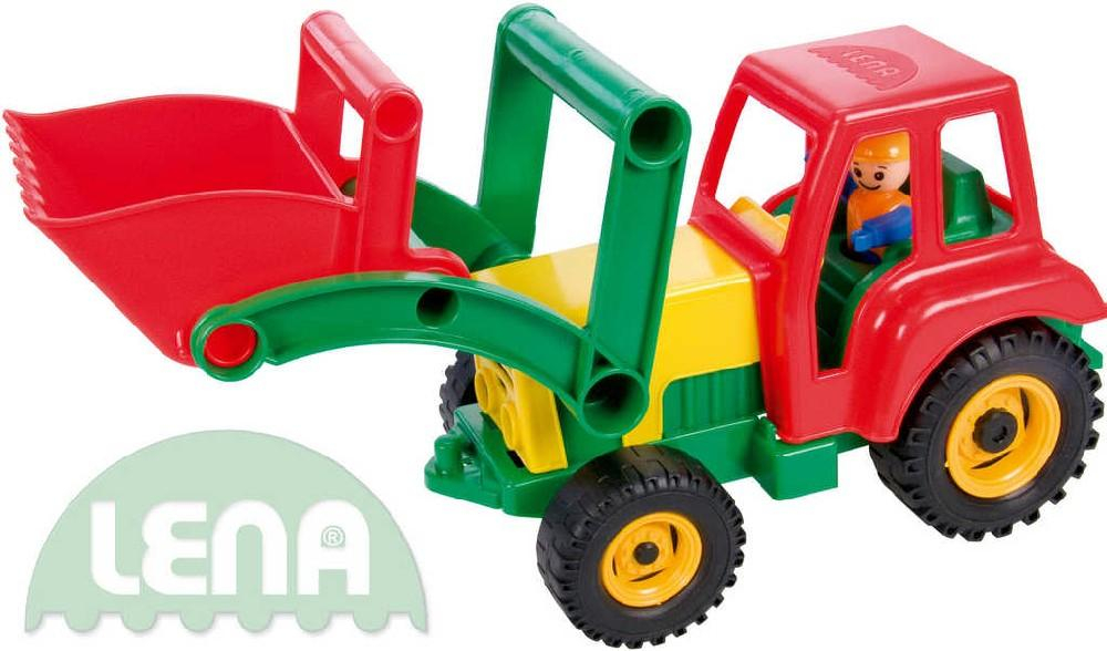 LENA Traktor plastový aktivní se lžící 35cm set s panáčkem 4161