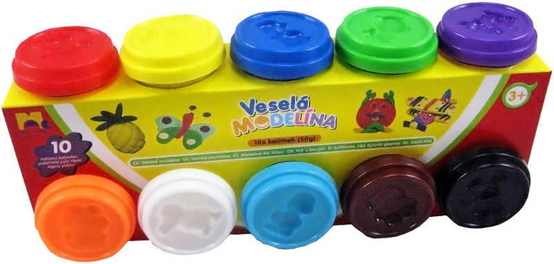 Set 10 modelín á 50g Různé barvy v krabičkách Víčko formička