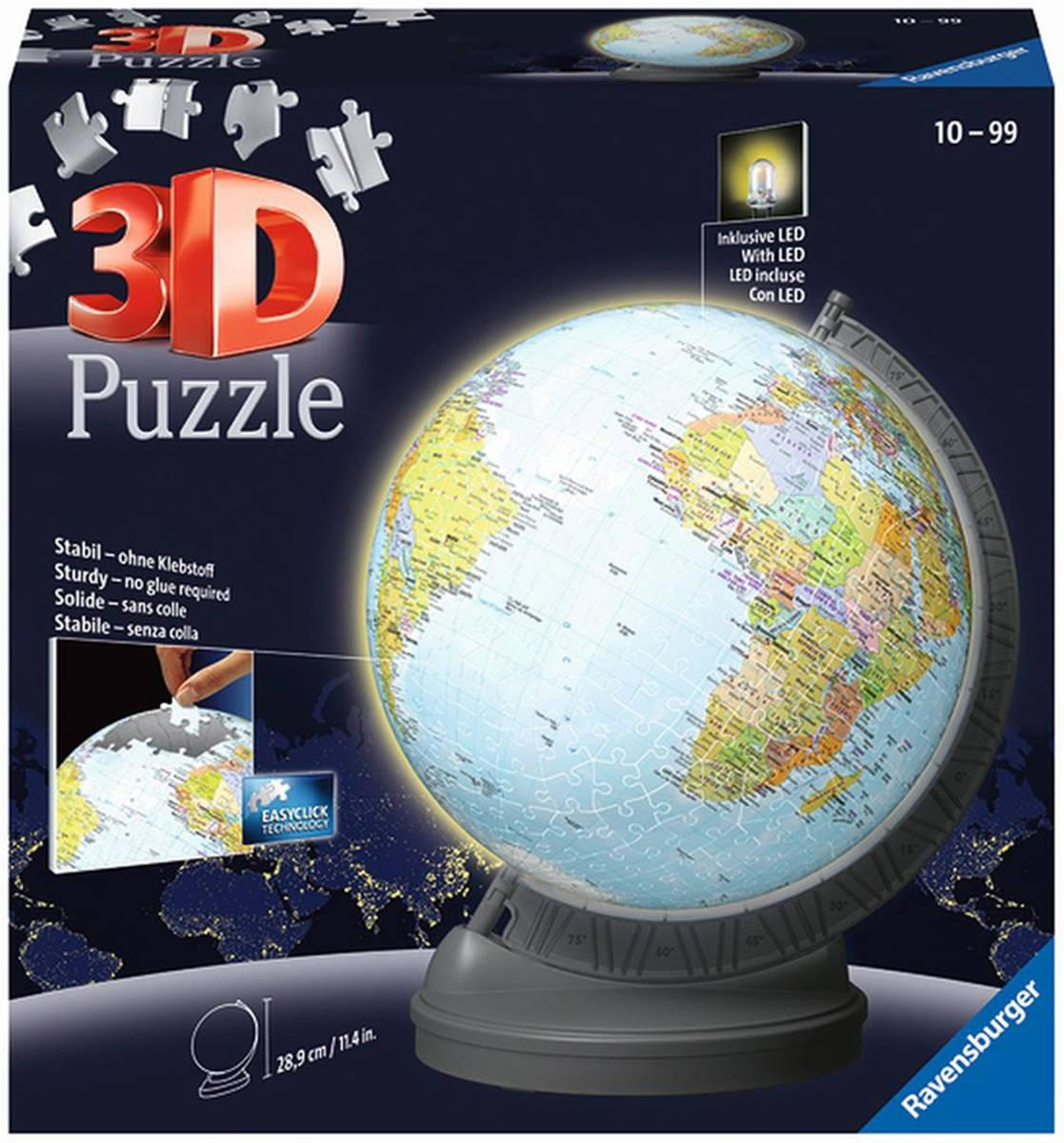 RAVENSBURGER Puzzleball 3D Globus skládačka 548 dílků na baterie Světlo LED