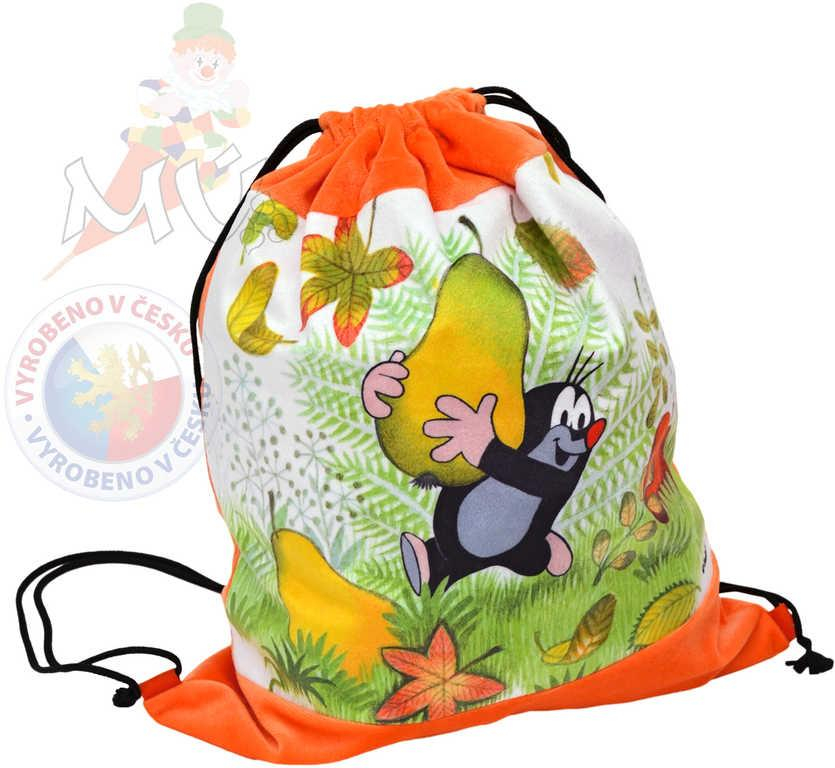 MORAVSKÁ ÚSTŘEDNA Krtek (Krteček) dětský batoh stahovací oranžový hruška