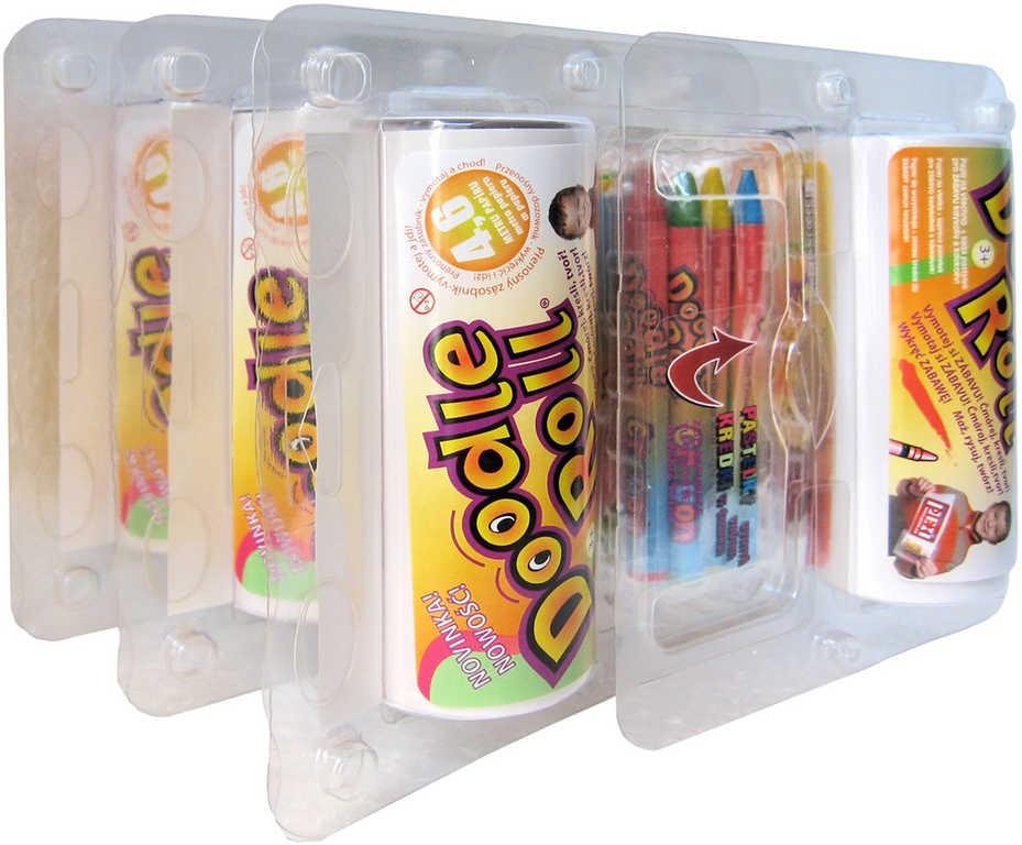 Doodle Roll pro partu Vymotej si kreativní zábavu! role papíru s pastelkami v pouzdru