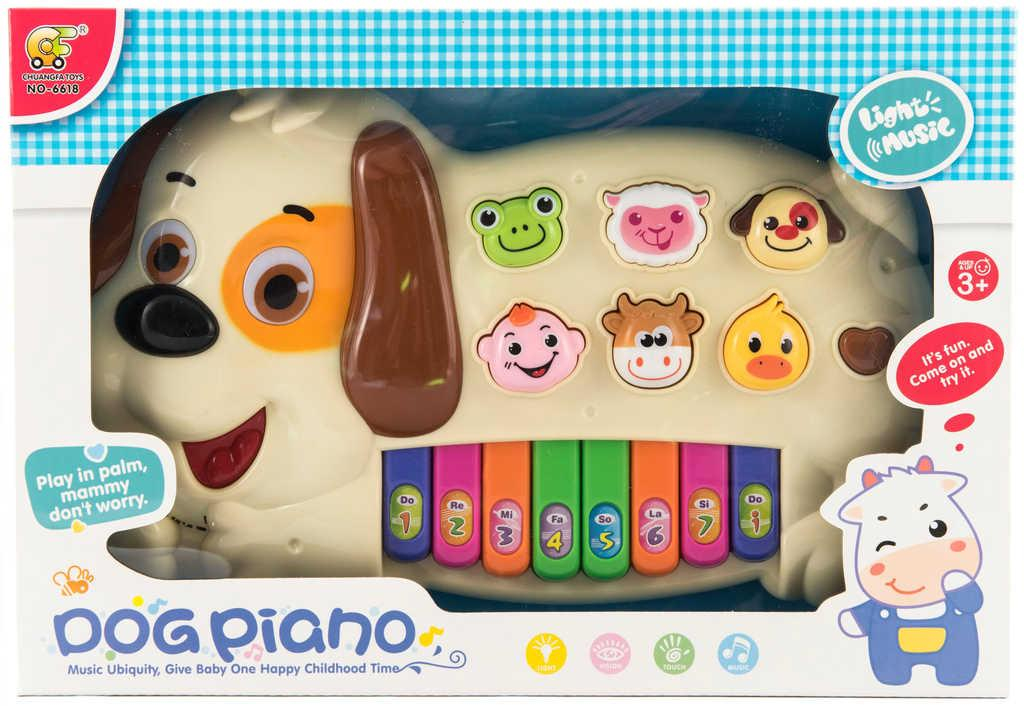 Pianko naučné baby pejsek se zvířátky 28cm na baterie Světlo Zvuk 2 barvy