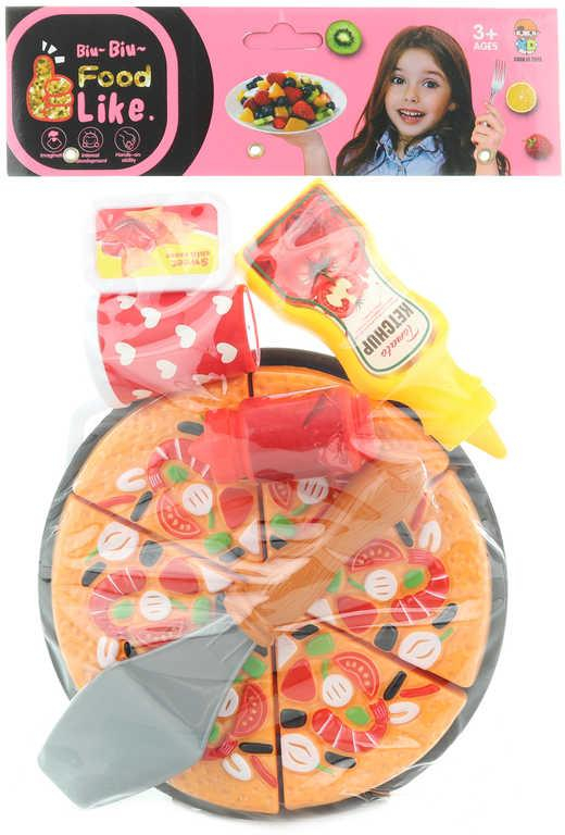 Pizza krájecí na suchý zip herní set dětské makety potravin s nástroji