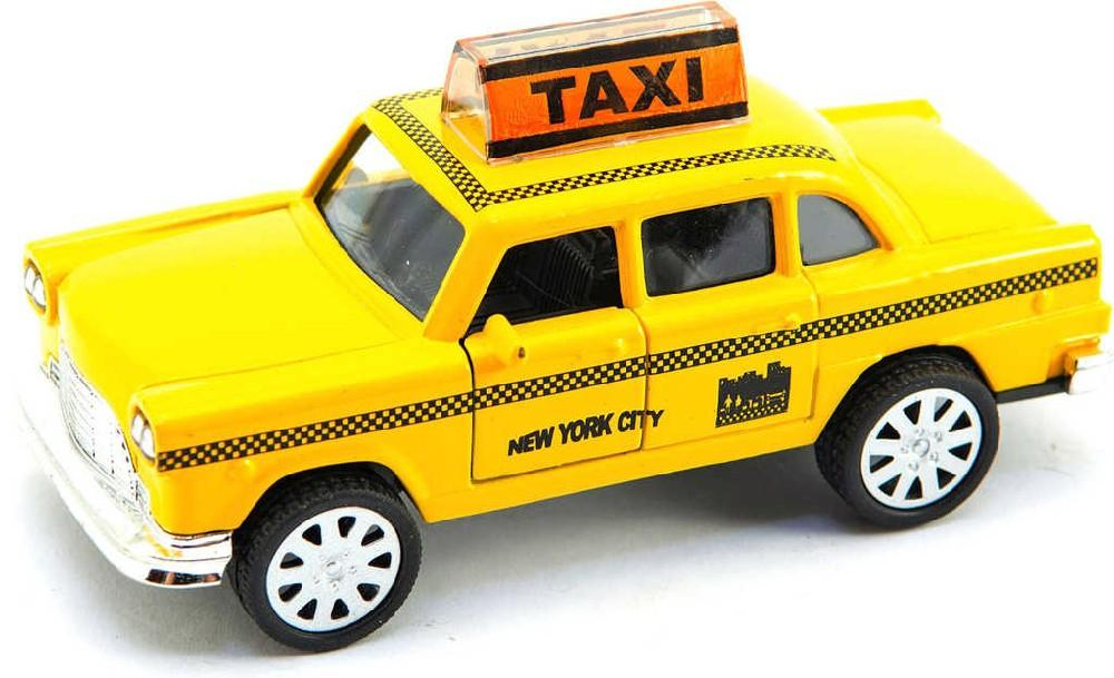 Auto taxi žluté 11cm kovový taxík zpětný nátah na baterie Světlo Zvuk