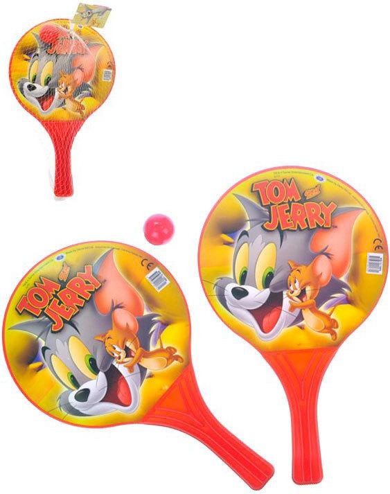 Pálky na plážový tenis Tom a Jerry set 2ks s míčkem v síťce plast