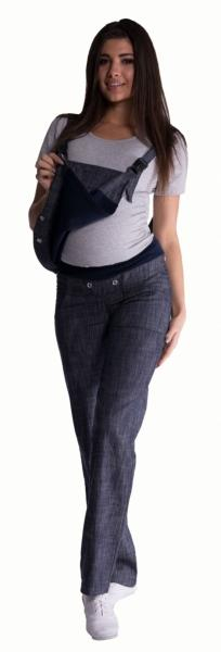 Be MaaMaa Těhotenské kalhoty s láclem - černý melírek - M (38)