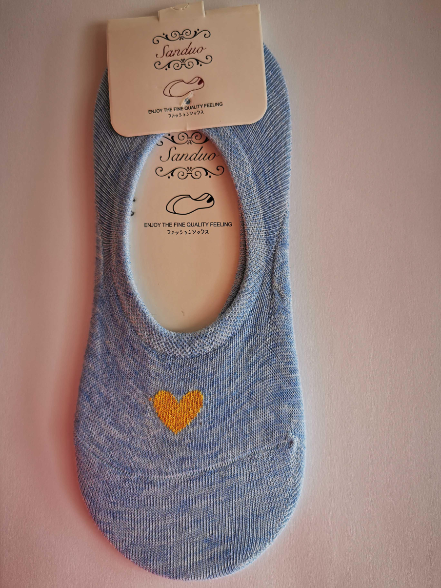Ne-kotníkové ponožky se srdíčkem - Modrá