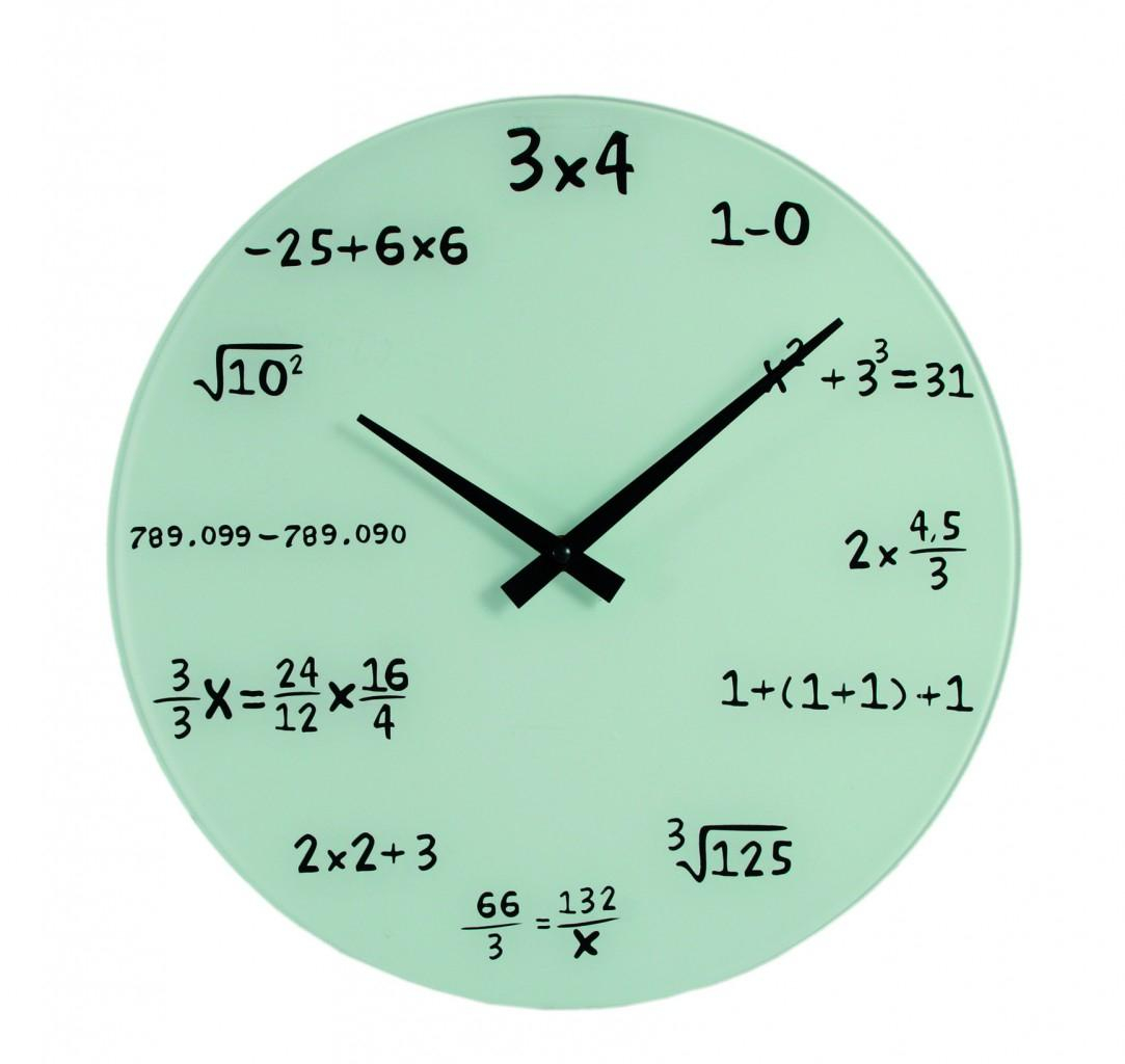 Matematické hodiny skleněné - Černá