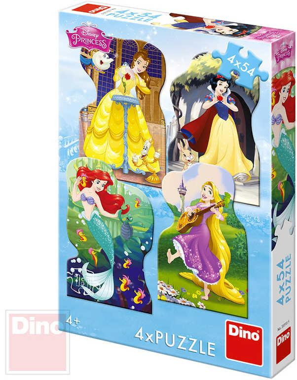 DINO Puzzle 4x54 dílků obrysové Princezny 13x19cm skládačka 4v1 v krabici