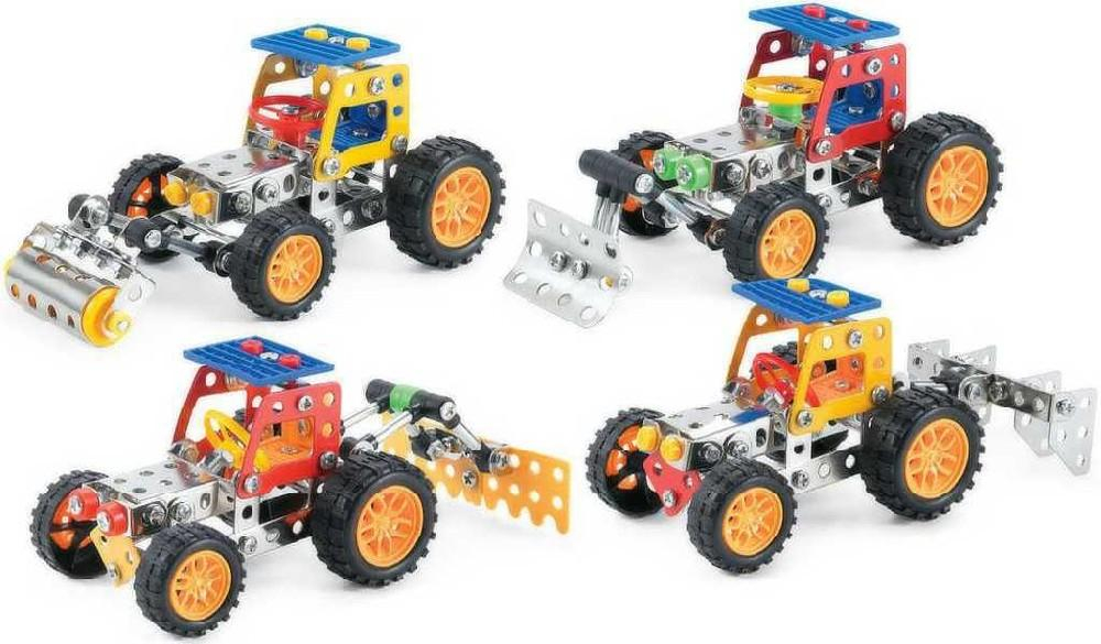 MALÝ MECHANIK Traktor 117-132 dílků 4 druhy kovová STAVEBNICE typu Merkur
