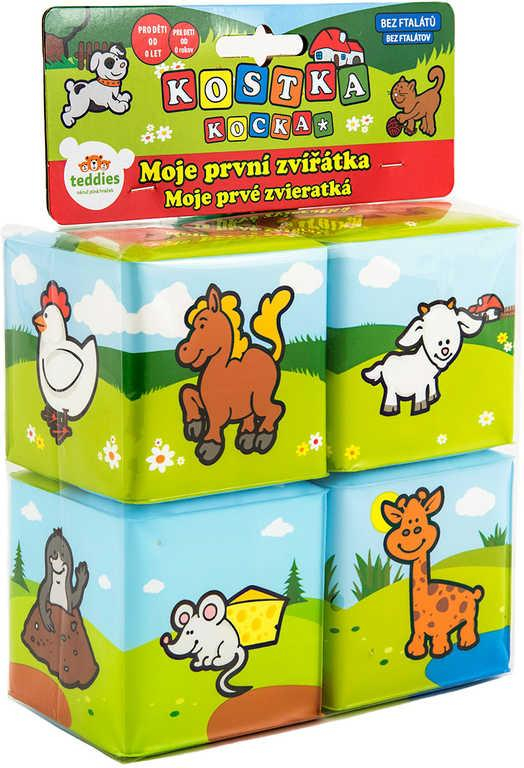 Baby kostky kousací soft měkké moje první zvířátka set 4ks pro miminko