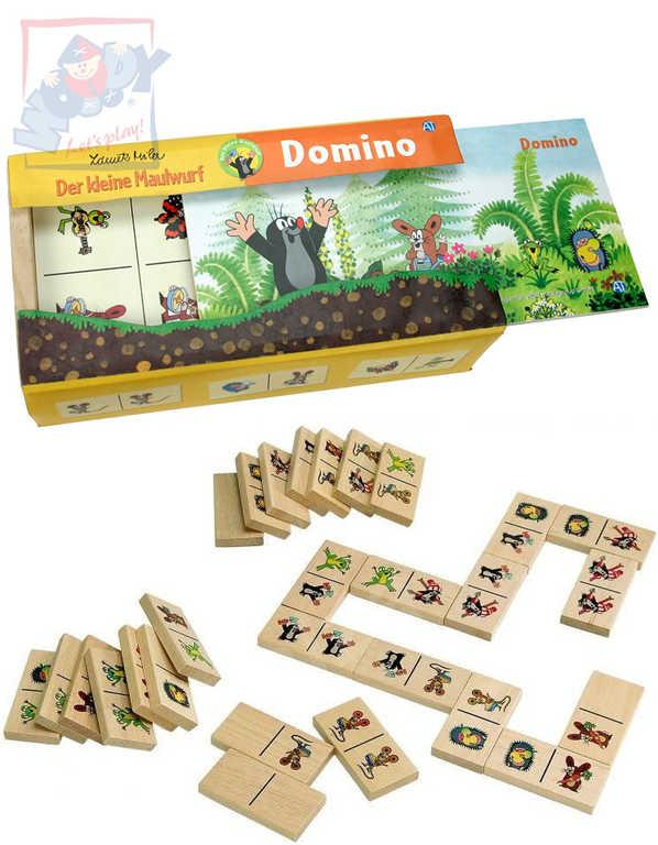 Hra Domino Krtek 28 dílků v dřevěné krabičce