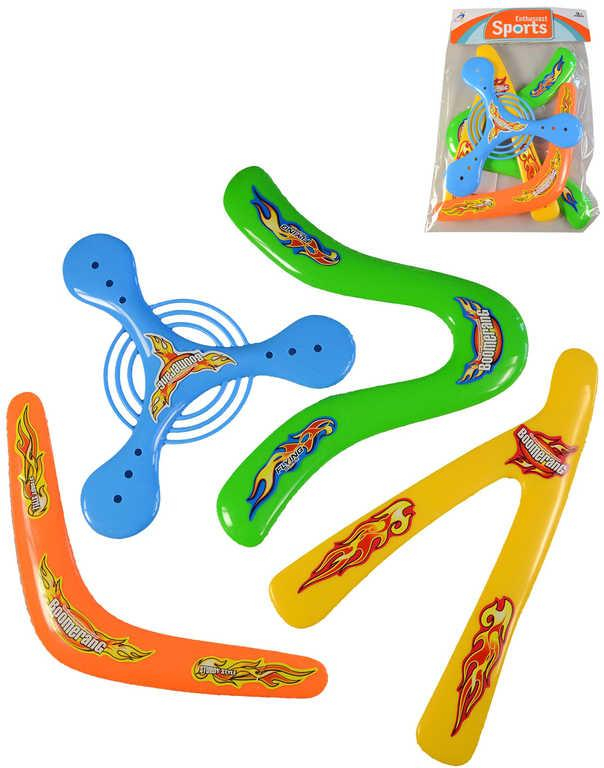 Létající disk barevný bumerang různé tvary set 4ks v sáčku plast