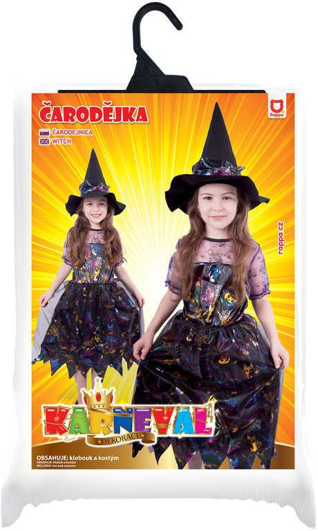 KARNEVAL Šaty čarodějnice barevná vel.M (116-128cm) 6-8 let *KOSTÝM*