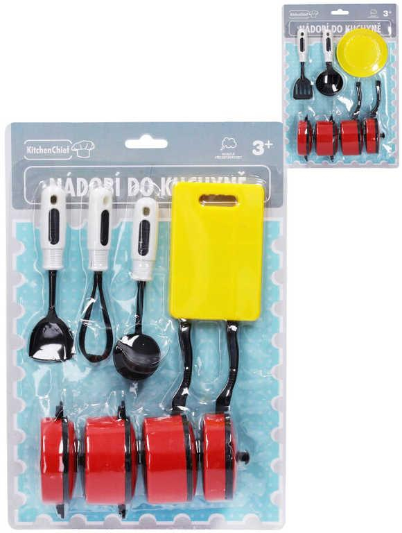 Nádobí dětské barevné set malý kuchař na kartě 2 druhy plast