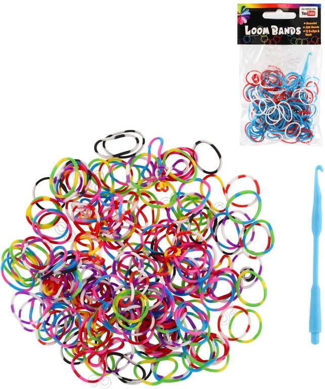 UDĚLEJ SI NÁRAMEK Gumičky LOOM BANDS 200ks set s doplňky mix barev