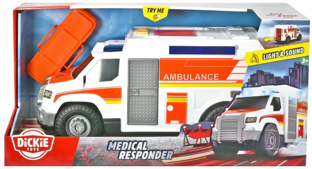 DICKIE Auto bílá ambulance set s nosítky na baterie Světlo Zvuk