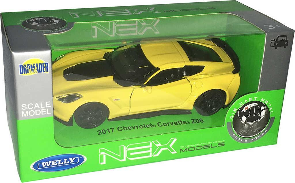 WELLY Auto Chevrolet Corvette Z06 2017 11cm kovový model 2 barvy v krabičce