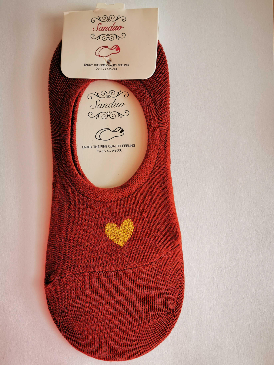 Ne-kotníkové ponožky se srdíčkem - Červená