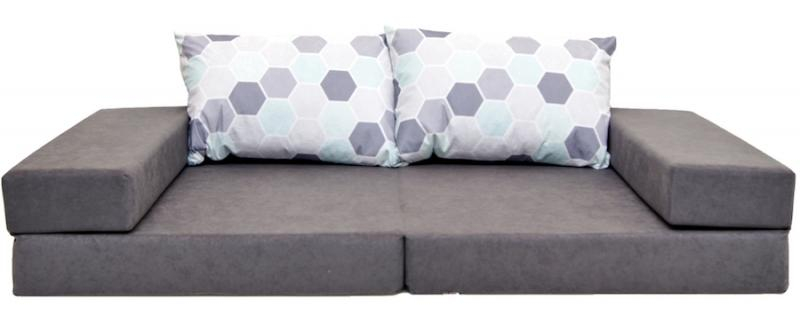 NELLYS Rozkladací dětská pohovka 3 v 1 - P30 - Plaster, šedá/máta