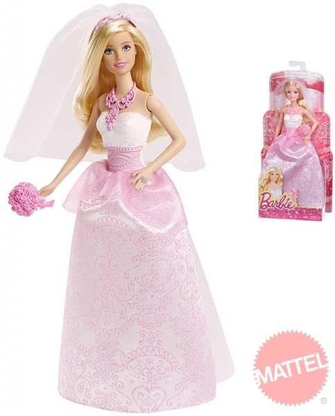 MATTEL BARBIE BRB Panenka nevěsta s kyticí v růžovo bílých šatech