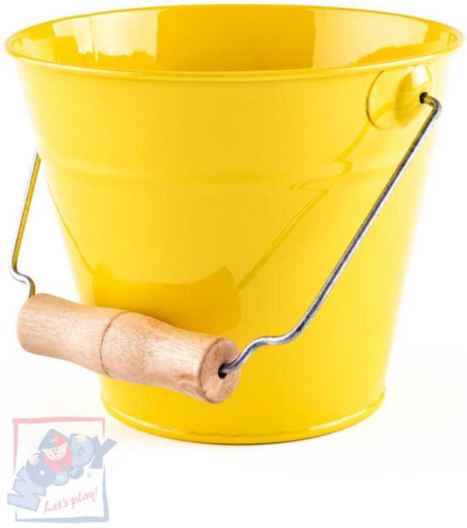 WOODY Kyblík dětský zahradní žlutý kov 15cm dřevěná rukojeť