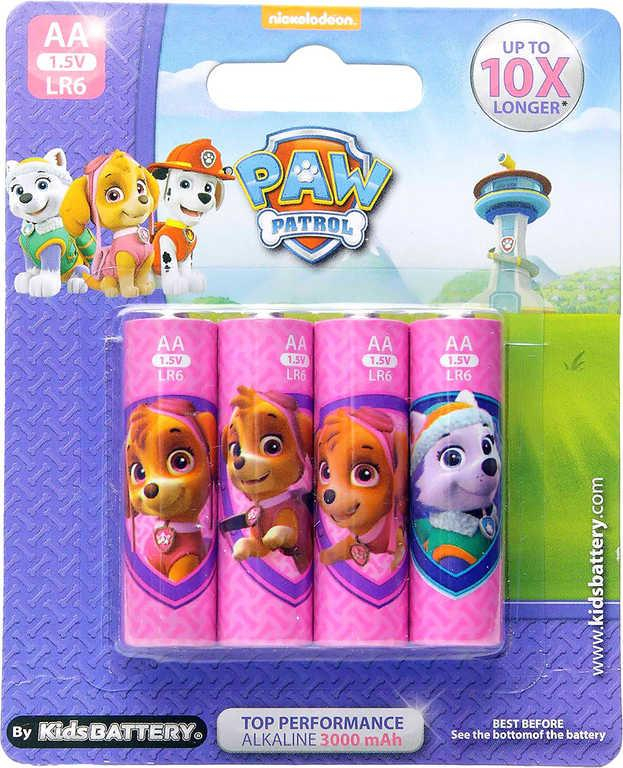 Baterie Tlapková Patrola AA (LR6) Alkaline 1,5V set 4ks pro holky na kartě