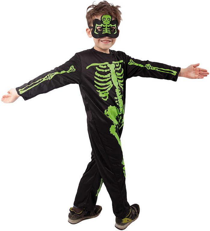 KARNEVAL Šaty neon kostlivec s maskou vel. M (116-128 cm) 6-8 let E-obal *KOSTÝM*