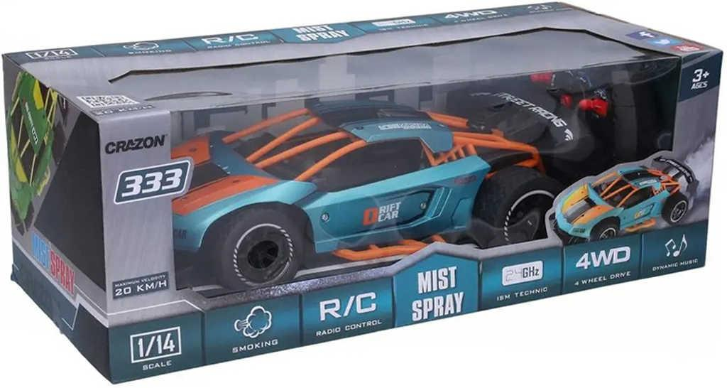 RC Auto Mist Spray 31cm na vysílačku 2,4GHz kouřové efekty na baterie USB Zvuk