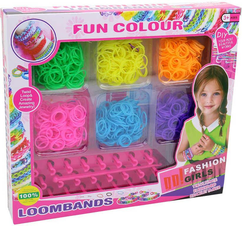 UDĚLEJ SI NÁRAMEK Gumičky 6 barev LOOM BANDS + tkalcovský stav