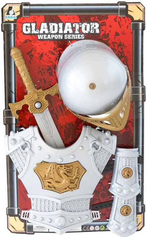 Gladiator sada brnění s mečem a přilbou set 5ks na kartě plast