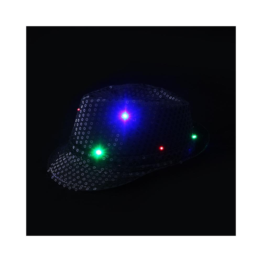 Klobouk disco černý s LED světlem pro dospělé