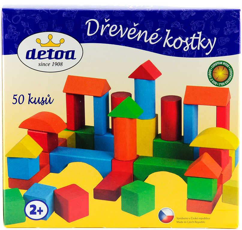 DETOA DŘEVO Kostky barevné set 50ks stavebnice v krabici *DŘEVĚNÉ HRAČKY*
