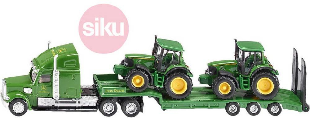 SIKU Farmer tahač 1:87 set s podvalníkem a 2 traktory John Deere model 1837