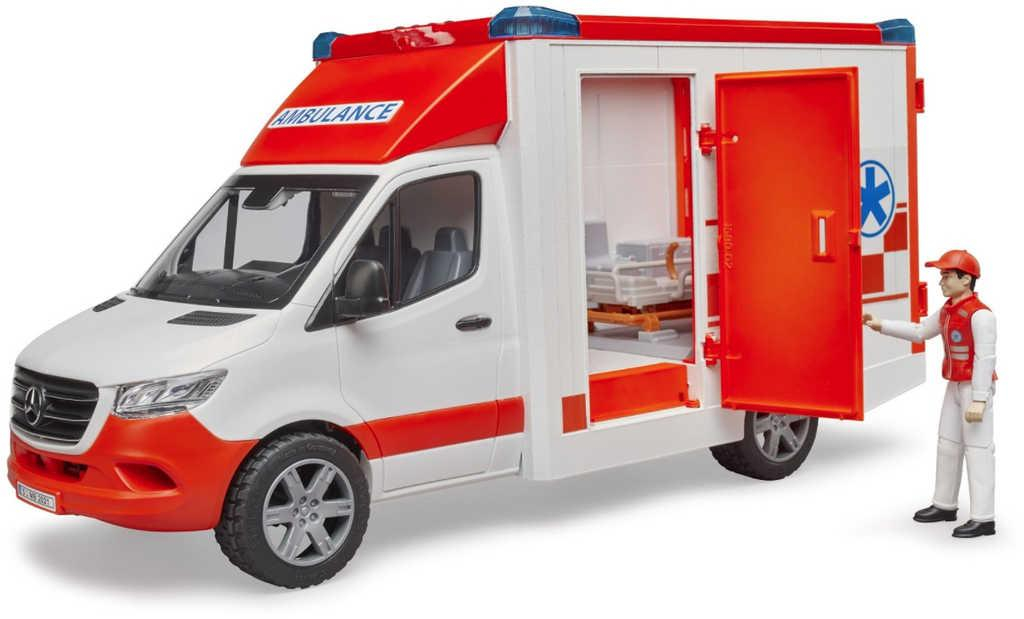 BRUDER 02676 Mercedes-Benz Sprinter sanitka s řidičem na baterie Světlo Zvuk
