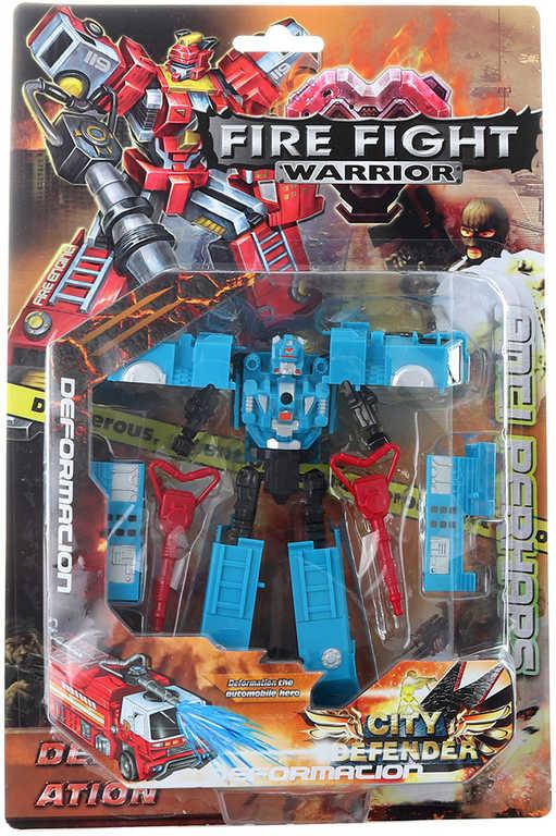 Transrobot 16cm auto požární robot s přeměnou 2v1 2 barvy plast