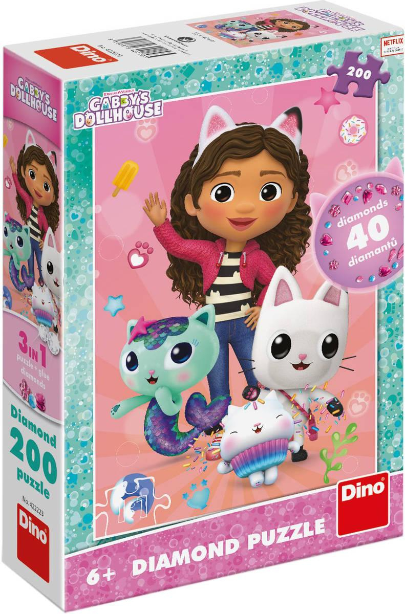 DINO Puzzle Gábi (Gabbys Dollhouse) 33x47cm skládačka s drahokamy 200 dílků