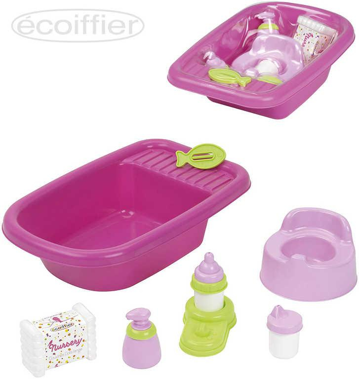 ECOIFFIER Baby kojenecký set vanička s nočníkem a doplňky pro panenku miminko