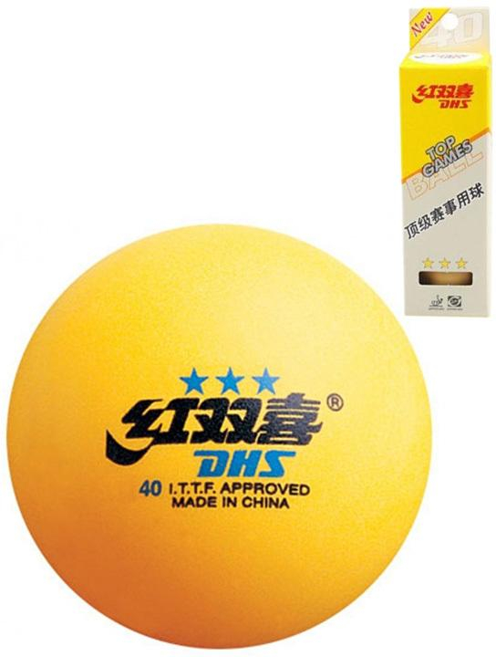 Míčky na stolní tenis ping pong žluté DHS *** soutěžní sada 3ks krabička