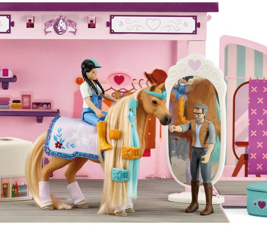SCHLEICH Butik pro koně herní set koník se 2 figurkami s doplňky plast