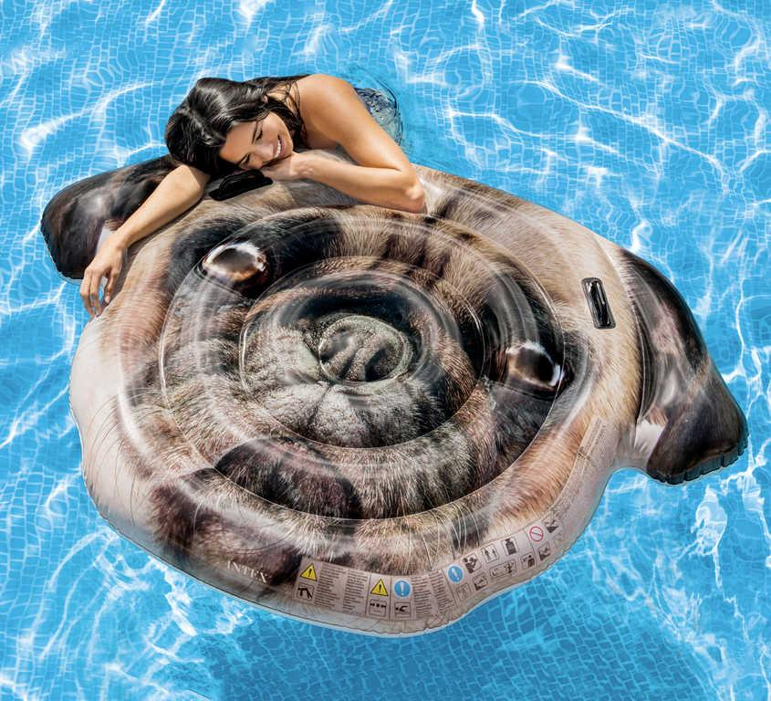INTEX Lehátko nafukovací pes Mops 173x130cm matrace na vodu s úchyty 58785