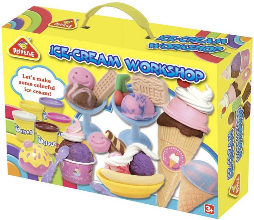 Zmrzlinová dílna kreativní set modelína 5 kelímků s nástroji a doplňky v krabici