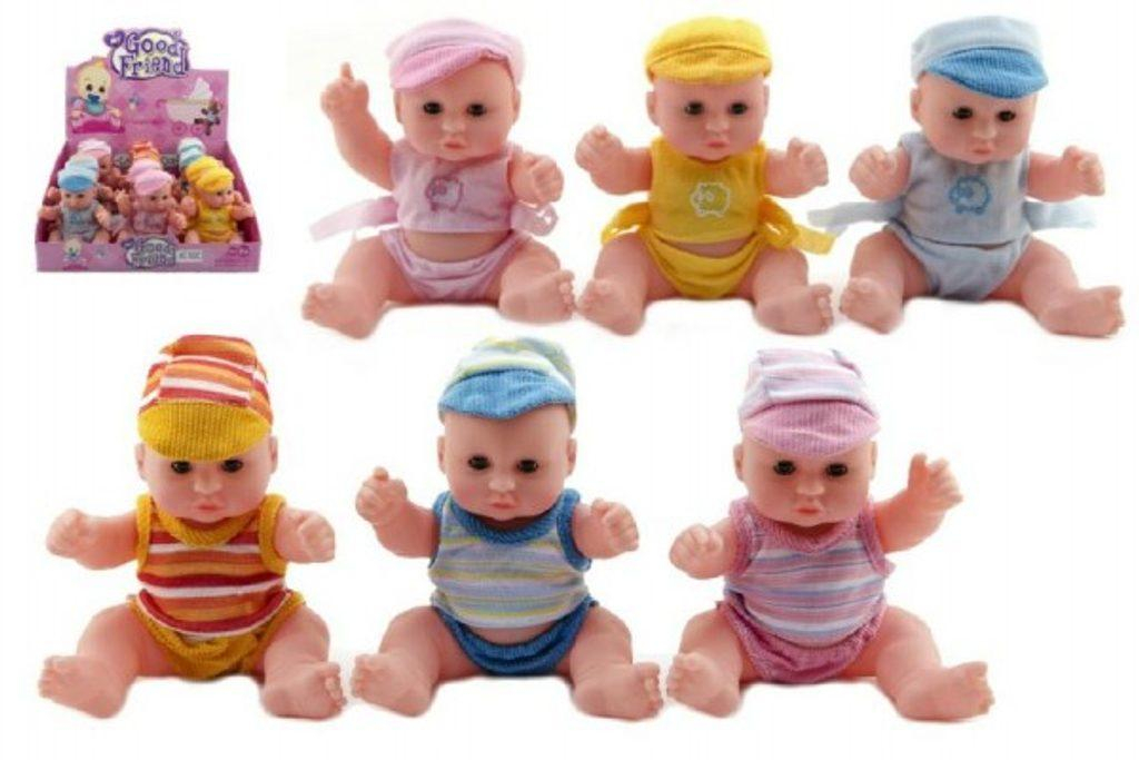 Miminko pevné tělo plast 18cm asst mix druhů 12ks v boxu