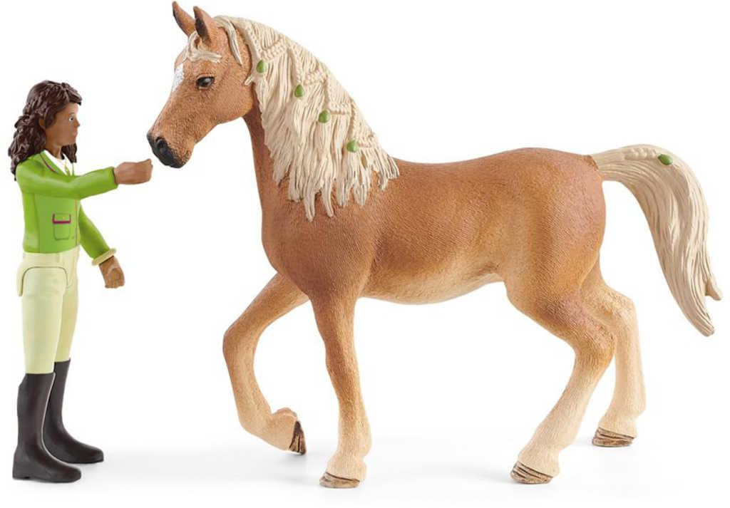 SCHLEICH Sarah na koni figurka ručně malovaná herní set s doplňky plast