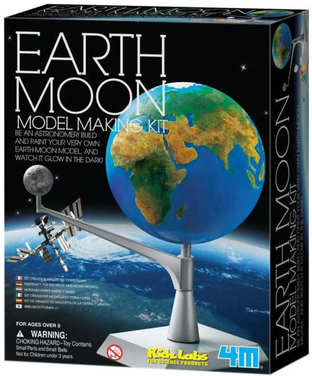 MAC TOYS Země a měsíc funkční model k sestavení s barvičkami svítí ve tmě plast