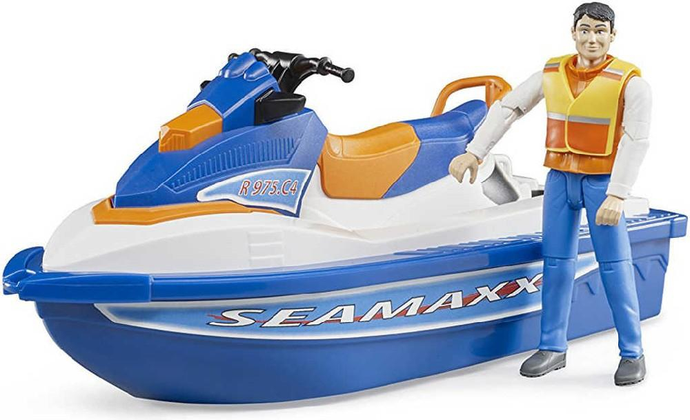 BRUDER 63150 Set vodní skútr člun motorový s figurkou 1:16 plast