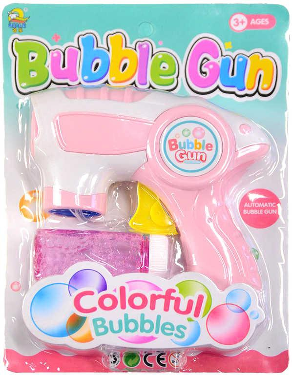 Pistole bublifukovací 15cm set s náplní 2 barvy plast na kartě