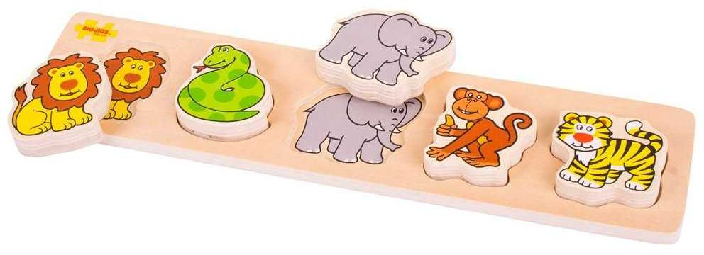 Bigjigs Baby Dřevěné vkládací puzzle safari