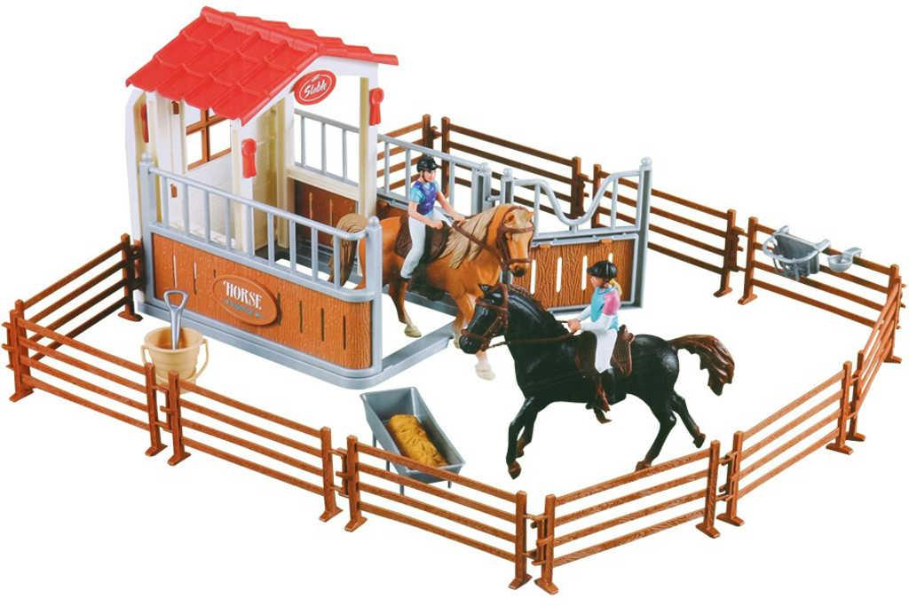Stáj pro koně herní plastový set s figurkami a koníky v krabici