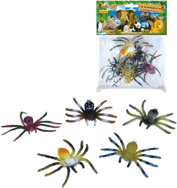 Pavouk plastový 8cm set 5ks v sáčku různé barvy